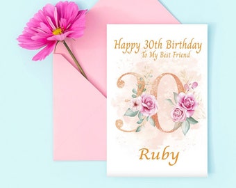 Personalised Female 30th Birthday Card-Wife, Daughter, Sister, Best Friend, Female, Any name/Any relation,18th/21st/30th/40th/50th/60th/70th