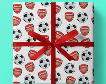 Arsenal Football Club Wrapping Paper - Pack of 3 or 5 sheets - The Gunners, Gooners, Football Emblem,Birthday, Footy Fans, Emirates Stadium