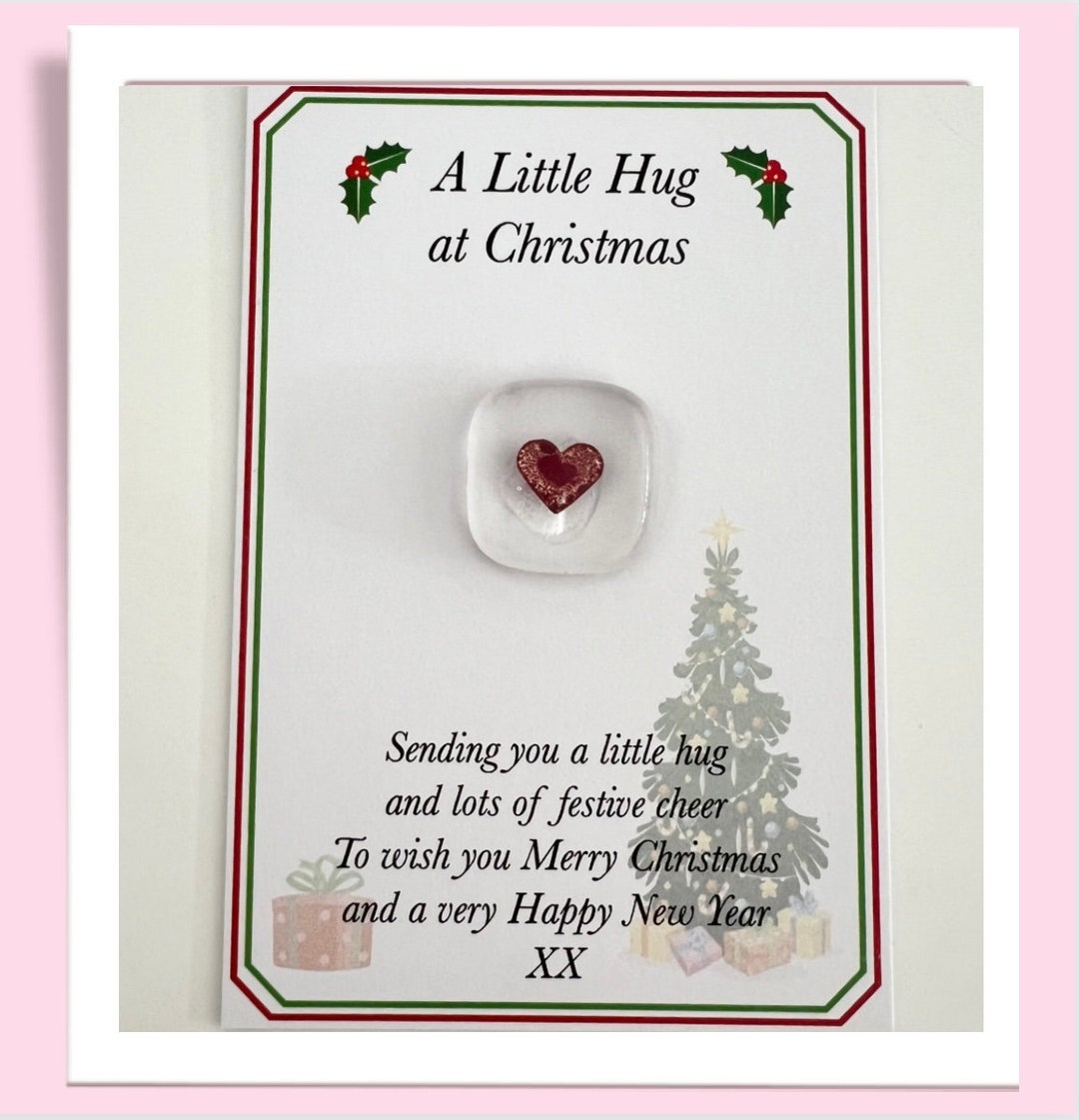 Christmas Pocket Hug Glass Heart, Red Heart, Care/love/thoughtful ...