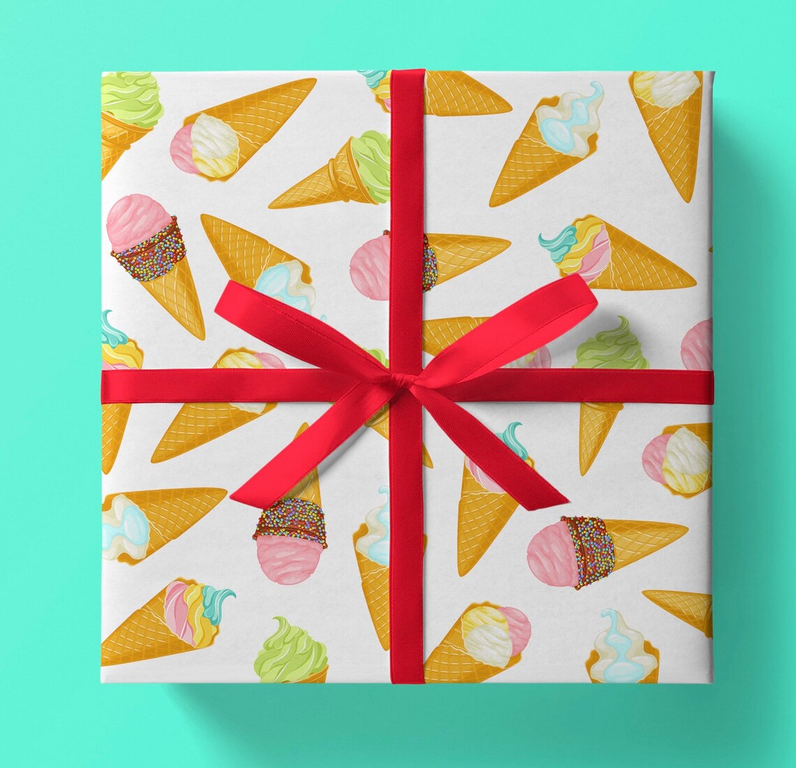 Ice Cream Time Wrapping Paper Pack of 3 or 5 Sheets ice Etsy UK