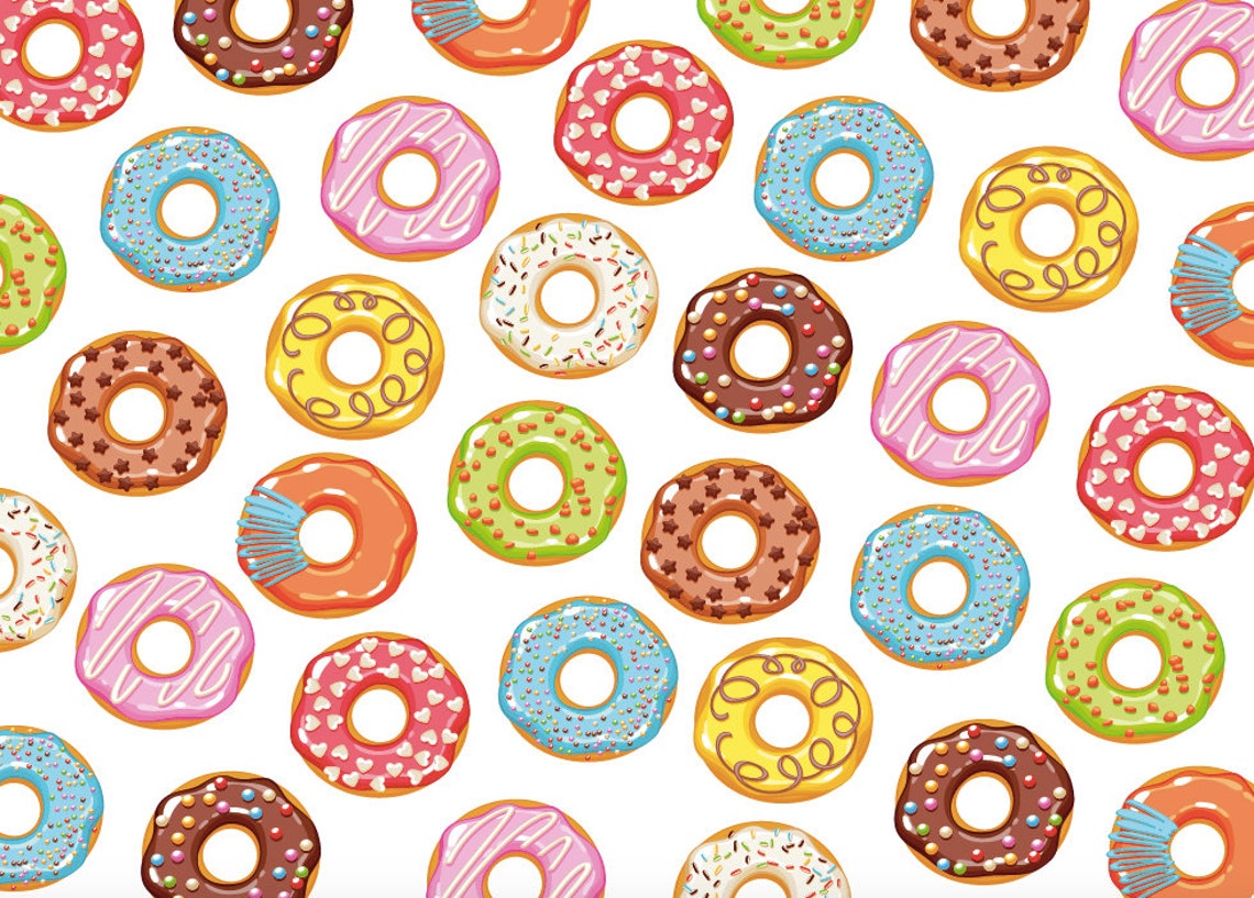 Donut Time Wrapping Paper Pack of 3 or 5 Sheets iced and Etsy UK