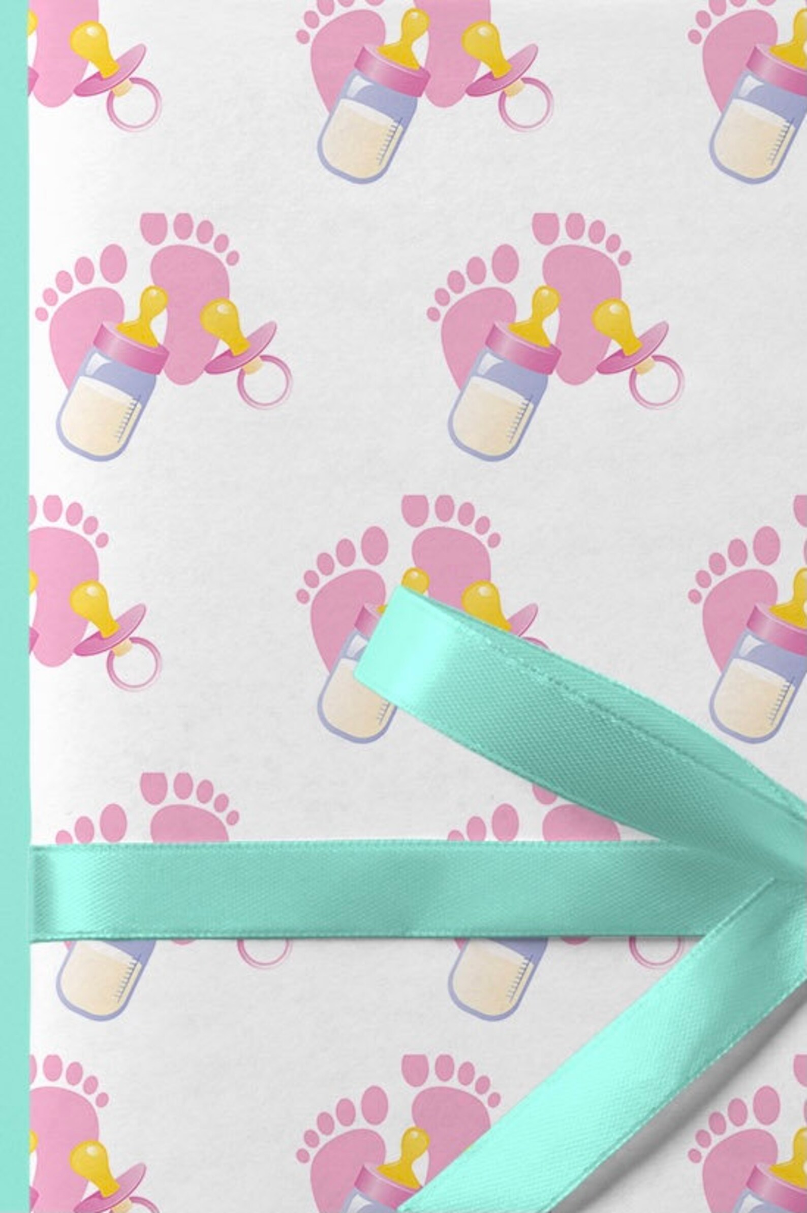New Baby Girl Wrapping Paper Birthday Gift Wrap Baby Face Etsy