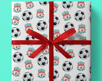 Liverpool Football Club Wrapping Paper - Pack of 3 or 5 sheets - The Reds, Anfield, Football Emblem,Birthday, Footy Fans, Football League