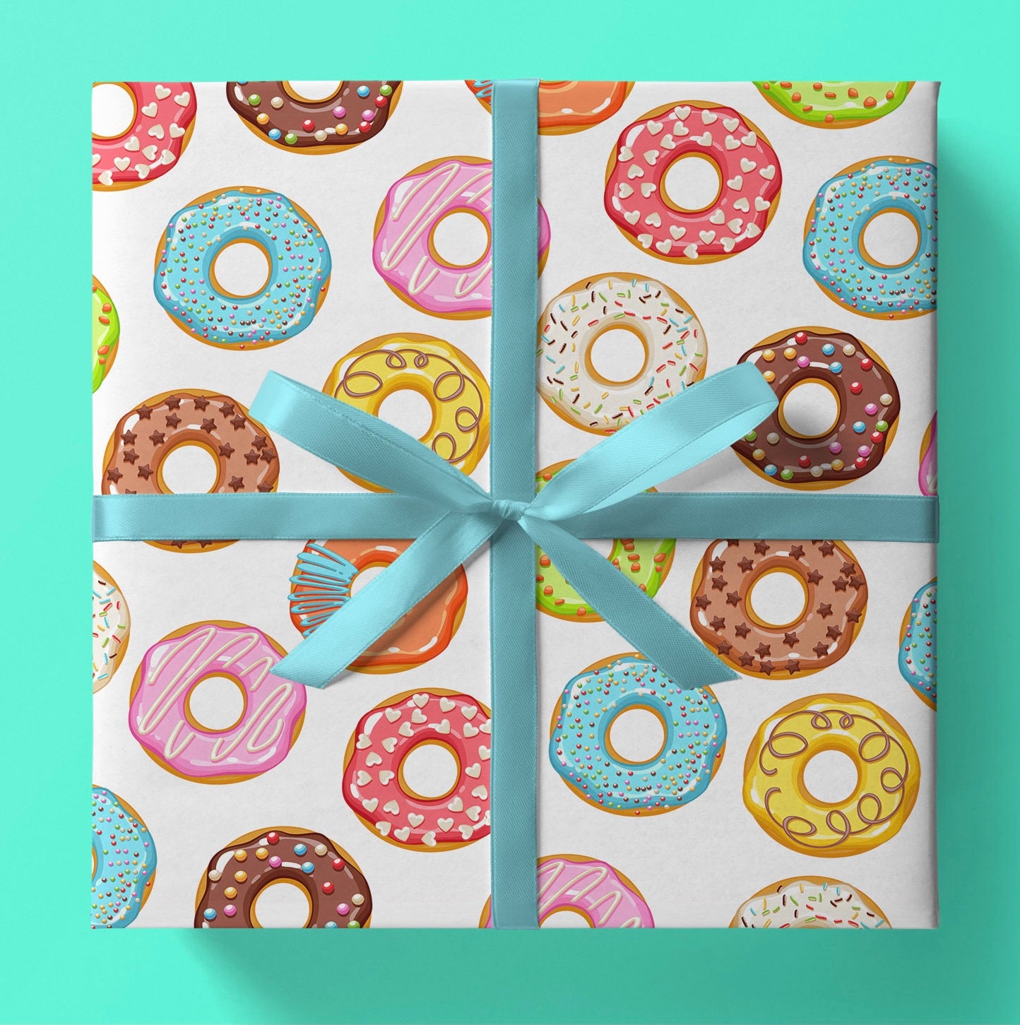 Donut Time Wrapping Paper Pack of 3 or 5 Sheets iced and Etsy UK