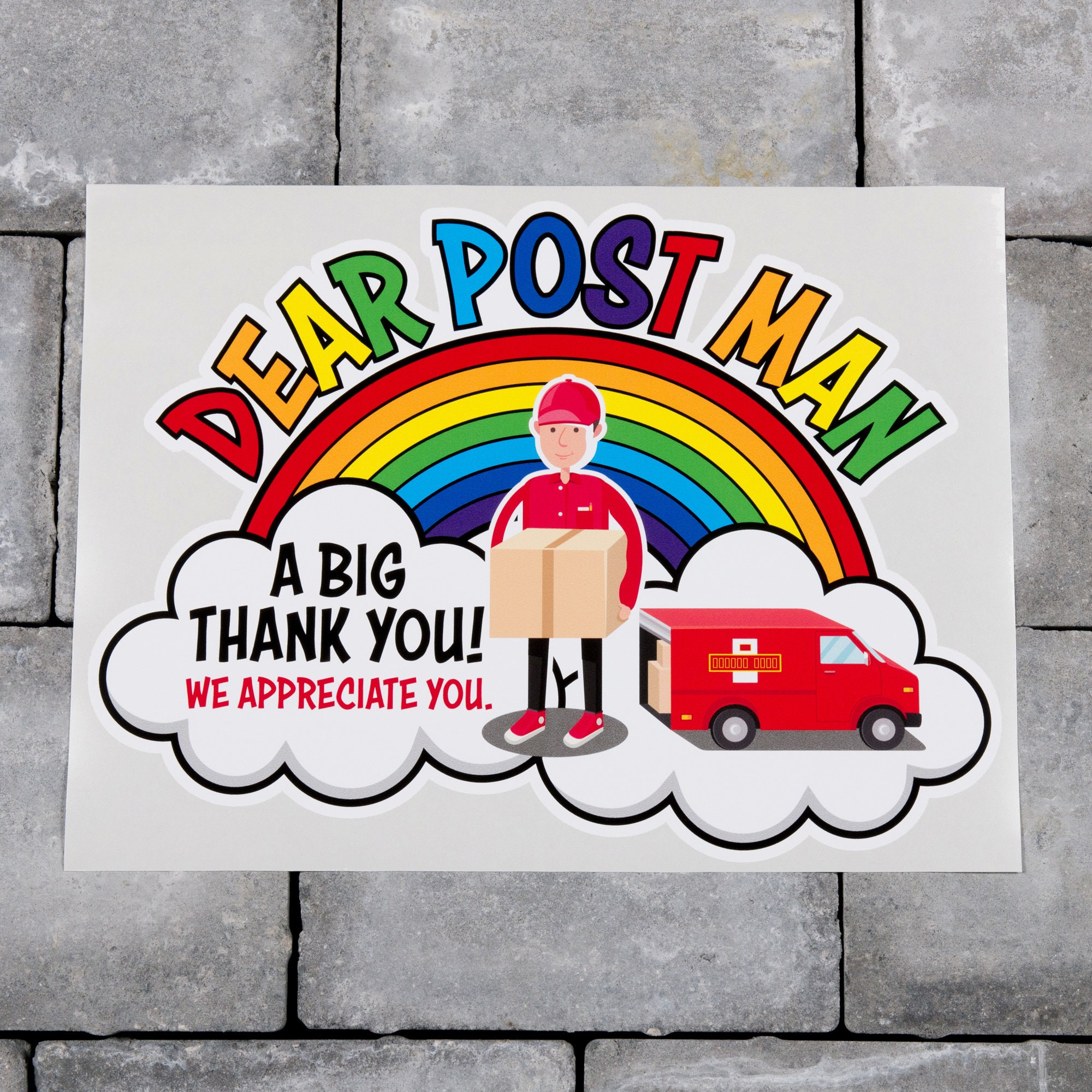 Thank You Post Man Postie Window Sticker Key Workers Rainbow - Etsy UK