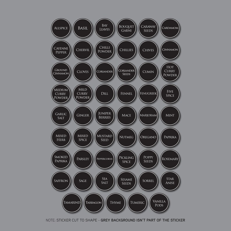 53 X Herb and Spice Jar Labels Vinyl Stickers 30mm Etsy UK