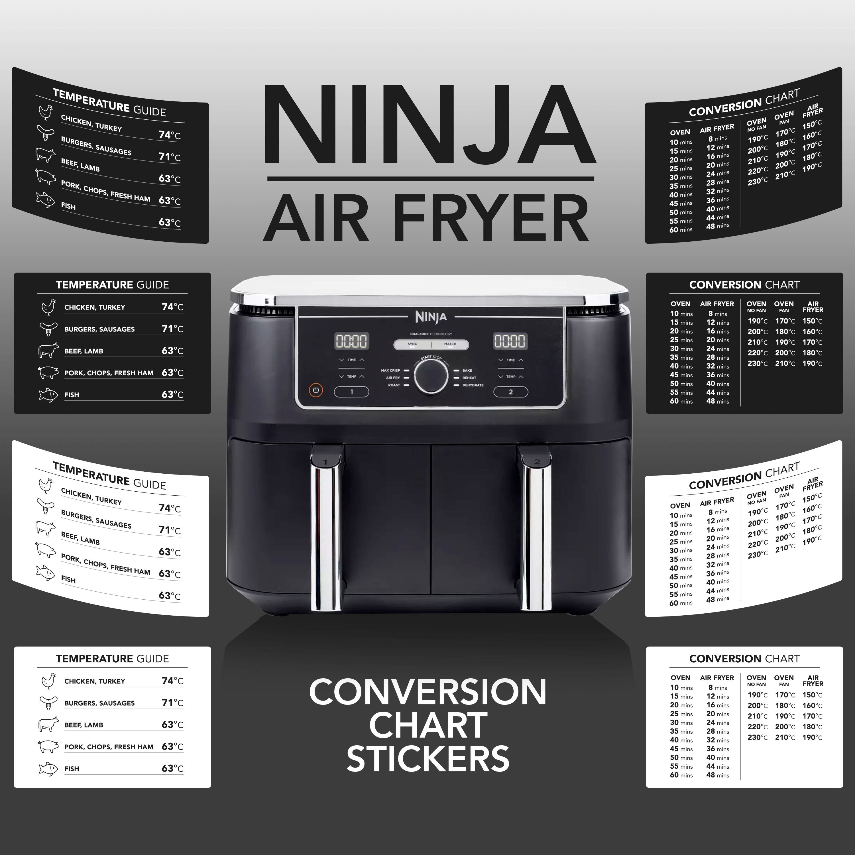 Ninja Foodi 6.5 Quart QT Wrap Sticker Skin Cover Accessories Wraps Fit Ninja  Foodi 6.5 Quart QT Mdl: OP302 107 Black White Floral 