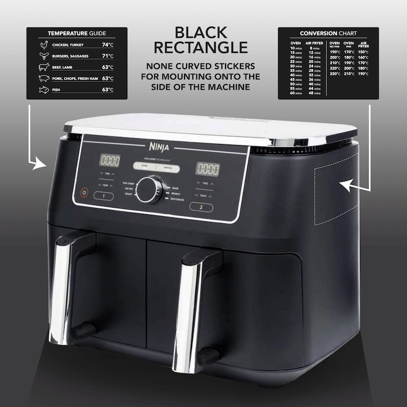 Ninja Air Fryer Conversion Chart Stickers Black or White Etsy