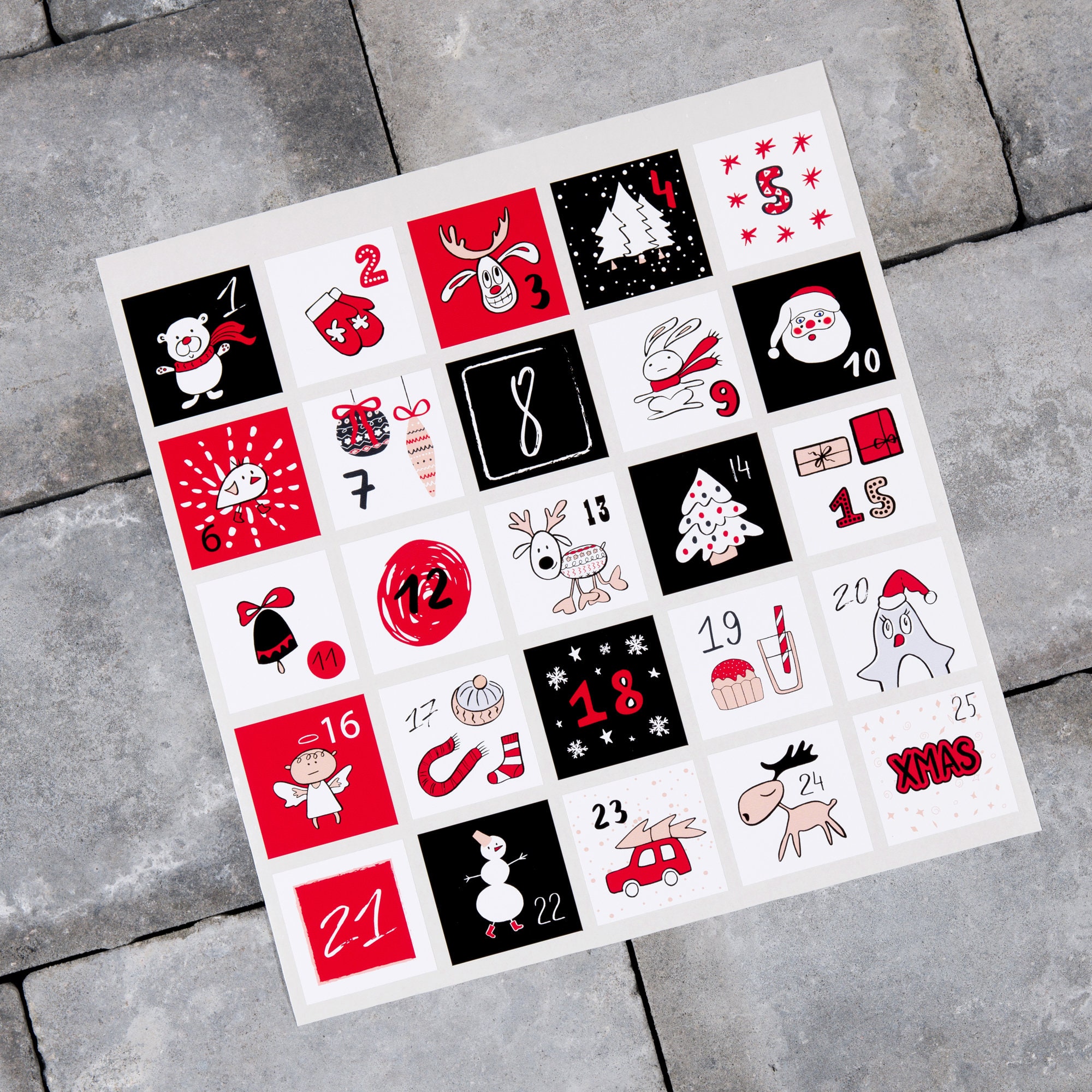 Advent Calendar Stickers Christmas Count Down Vinyl Decals Etsy UK