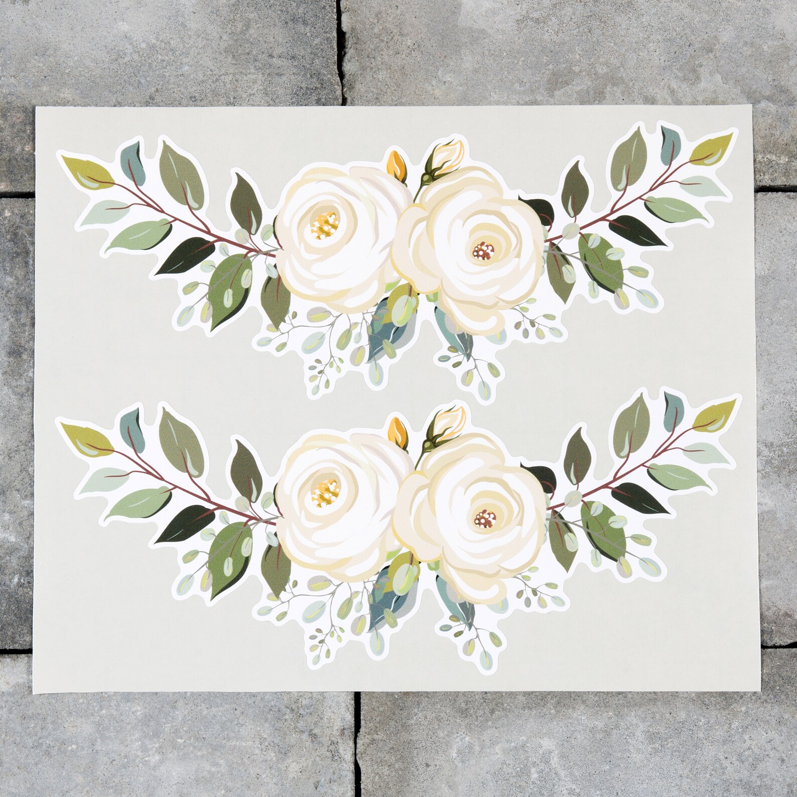 2 X White Rose Flower Flower Stickers Self Adhesive Vinyl Etsy UK