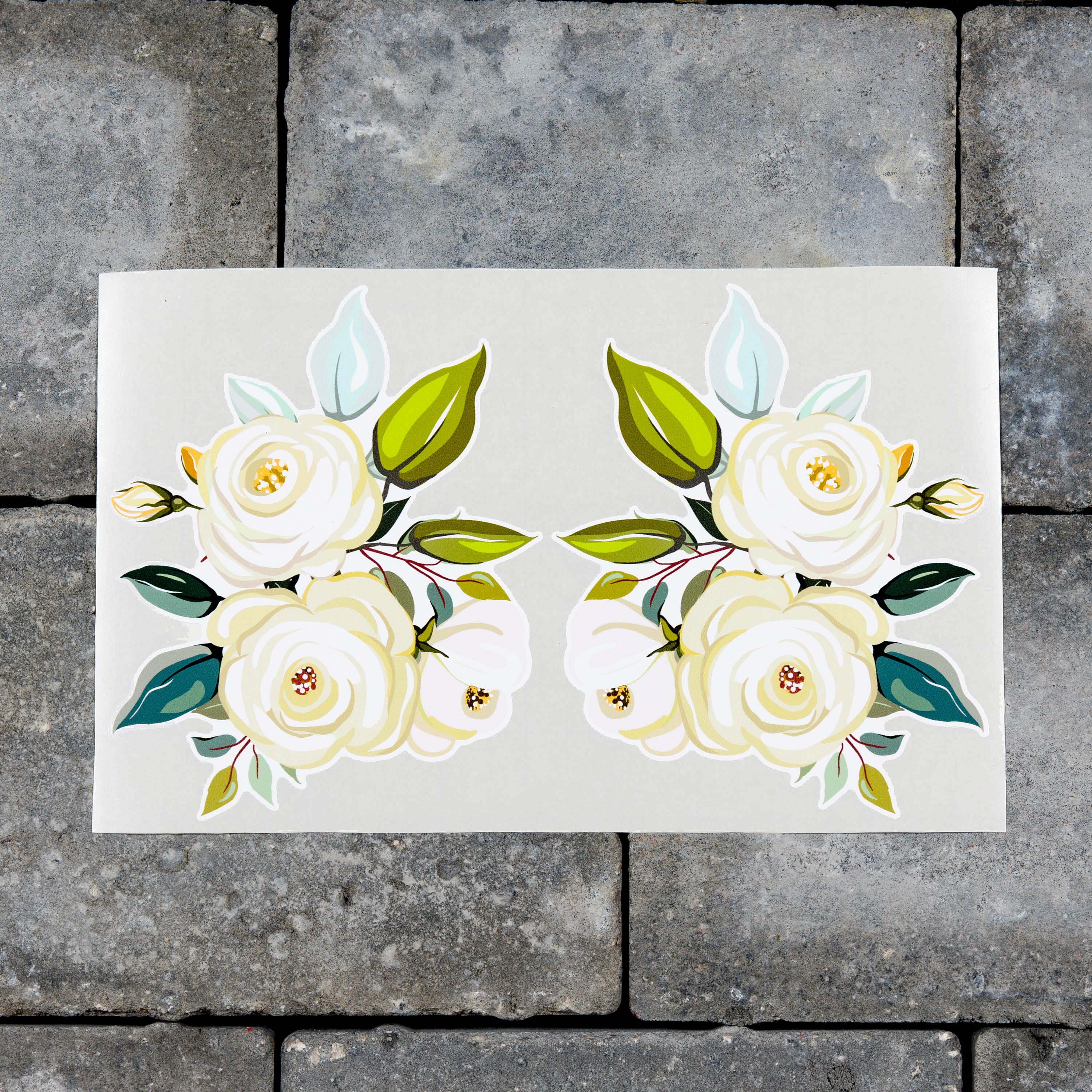 2 X White Rose Flower Flower Stickers Self Adhesive Vinyl Etsy UK
