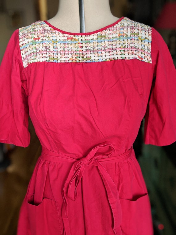 Vintage 1940s 1950s red Swirl cotton wrap dress la