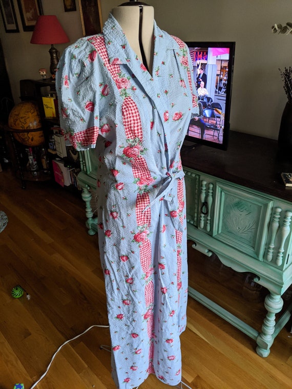 Vintage 1930s 1940s Saybury cotton seersucker wrap