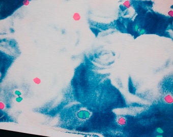 Cyanotype Photograph - 5x7 inch Floral Print - Botanical Fine Art Alternative Photography