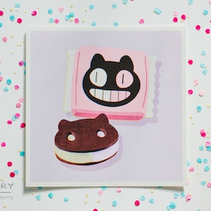 Cookie Cat Fine Art Print 8x8 inch - Steven Universe Fan Art Gift