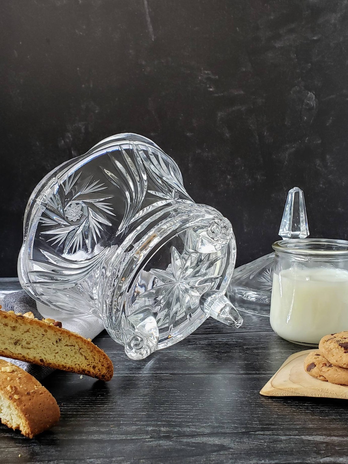 Vintage Crystal Biscuit Jar. Lead Crystal Cookie Jar. American Etsy