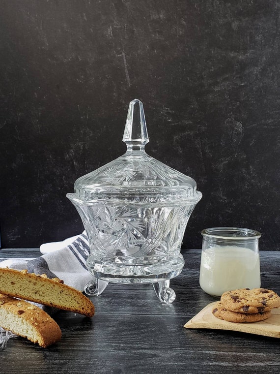 Vintage Crystal Biscuit Jar. Lead Crystal Cookie Jar. American Etsy