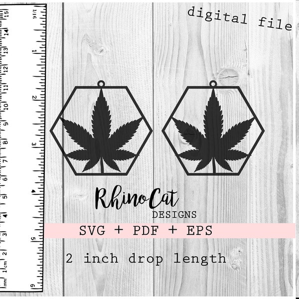 Marijuana Leaf Earrings for Laser Cut | Weed Leaf Earrings SVG / PDF