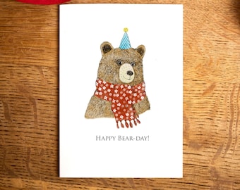Funny Birthday card / Happy Bear-Day card /  for kids / plastic free card