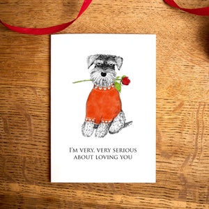 Tarjeta divertida de San Valentín / Tarjeta con el mensaje "Me encantaría amarte" / Tarjeta de Schnauzer / Tarjeta de aniversario / Tarjeta de pareja / Tarjeta para amantes de los perros