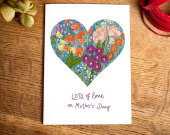 Floral Heart Mother's Day Card, Recycled Cardstock