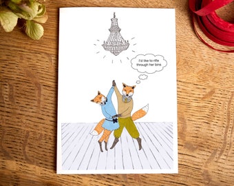 Funny Anniversary card /  quirky dancing foxes card / funny card for couples / funny card for friends