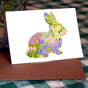 Carte de Pâques / Carte florale / Carte de fleurs de printemps / Carte de lapin de Pâques / Carte d'art image 3