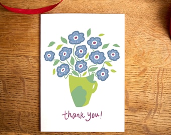 Floral Thank You Card, Gratitude Art Card