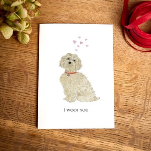 Ti amo carta / I Woof You / carta cockapoo / Carta anniversario / carte per gli amanti dei cani