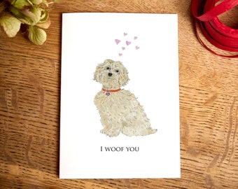 I love you card / I Woof You / cockapoo card / Anniversary card / cards for dog lovers