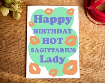 Funny Birthday card / Happy Birthday Hot Sagittarius Lady Card / Sagittarius  star sign Birthday card / Horoscope cards /  for her