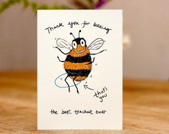 Funny teacher card / Thank you for being the best teacher ever card /  plastic free card
