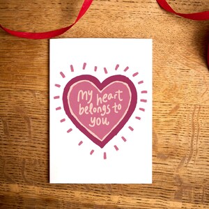 Cartão de dia dos namorados engraçado/Meu coração pertence a você/cartão de aniversário/cartão de amor/cartão para marido/para esposa/para entes queridos