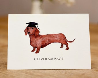 Carte de félicitations drôle / carte de saucisse intelligente / carte de remise des diplômes / carte de chien saucisse / carte de teckel