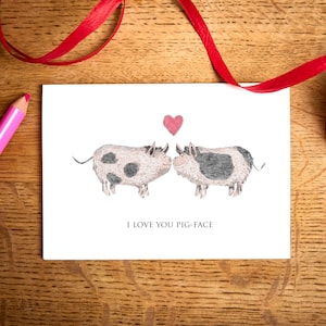 Grappige Valentijnskaart / Ik hou van je Pig-Face / Jubileumkaart / Paarkaart