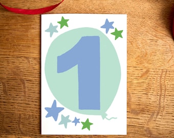 Funny 1st Birthday Card, Celebration Art Card