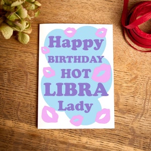 Tarjeta de cumpleaños divertida / Feliz cumpleaños Hot Libra Lady Card / Libra star sign Tarjeta de cumpleaños / Tarjetas del horóscopo / para ella
