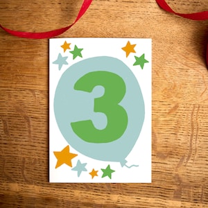 Lustige Geburtstagskarte / Happy Birthday Karte zum 3. Geburtstag / Feier / Kunstkarte / Geburtstagskarte für 3-jähriges Kind