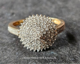 timeless, sparkling vintage 585 diamond ring with 107 brilliant-cut diamonds 0.51 ct