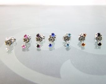 Titanium flap earrings with zirconia in different colors, 1 pair