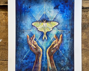 Luna Moth Surreal Sacred Art Print