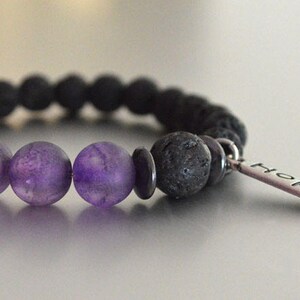 HOPE Lava Beaded Bracelet Black w Purple Accent Beads stretchy handmade beads bracelets image 1