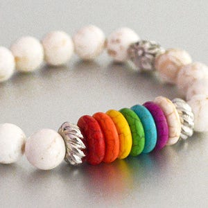 Rainbow Colors Beaded Chakra BRACELET - Size 7.25