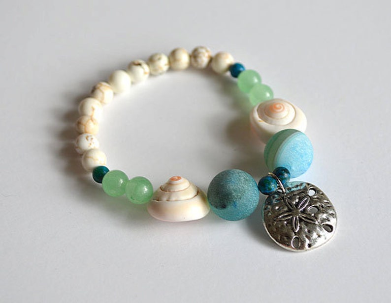 SAND DOLLAR Bracelet Beach Theme Ocean Jewelry Womens Bead - Etsy