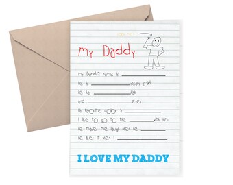 Funny Father's Day Card / card from child / questions for child about dad