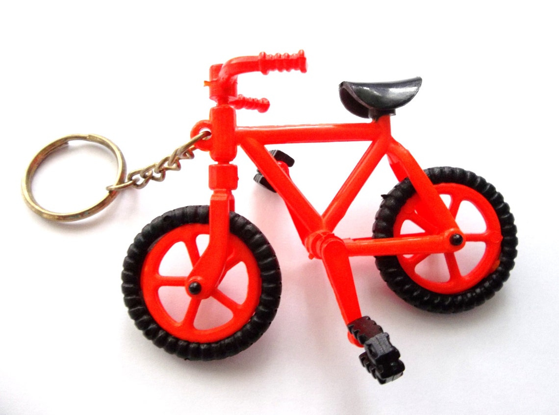 Bicycle Keychain 1980s Orange Bike Toy Novelty Key Ring Etsy