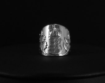 Sterling silver Hungarian Coat of Arms with Crown Ring