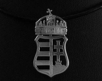 Ungerskt vapensköld i sterlingsilver med krona