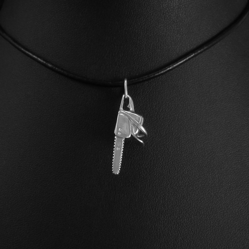 Sterling Silver Chainsaw Pendant Etsy