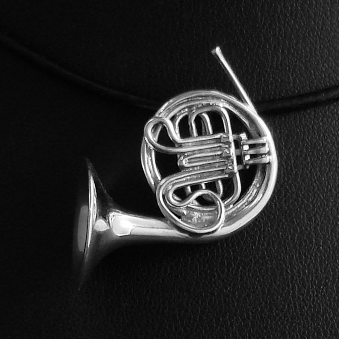 Sterling Silver French Horn Pendant - Etsy